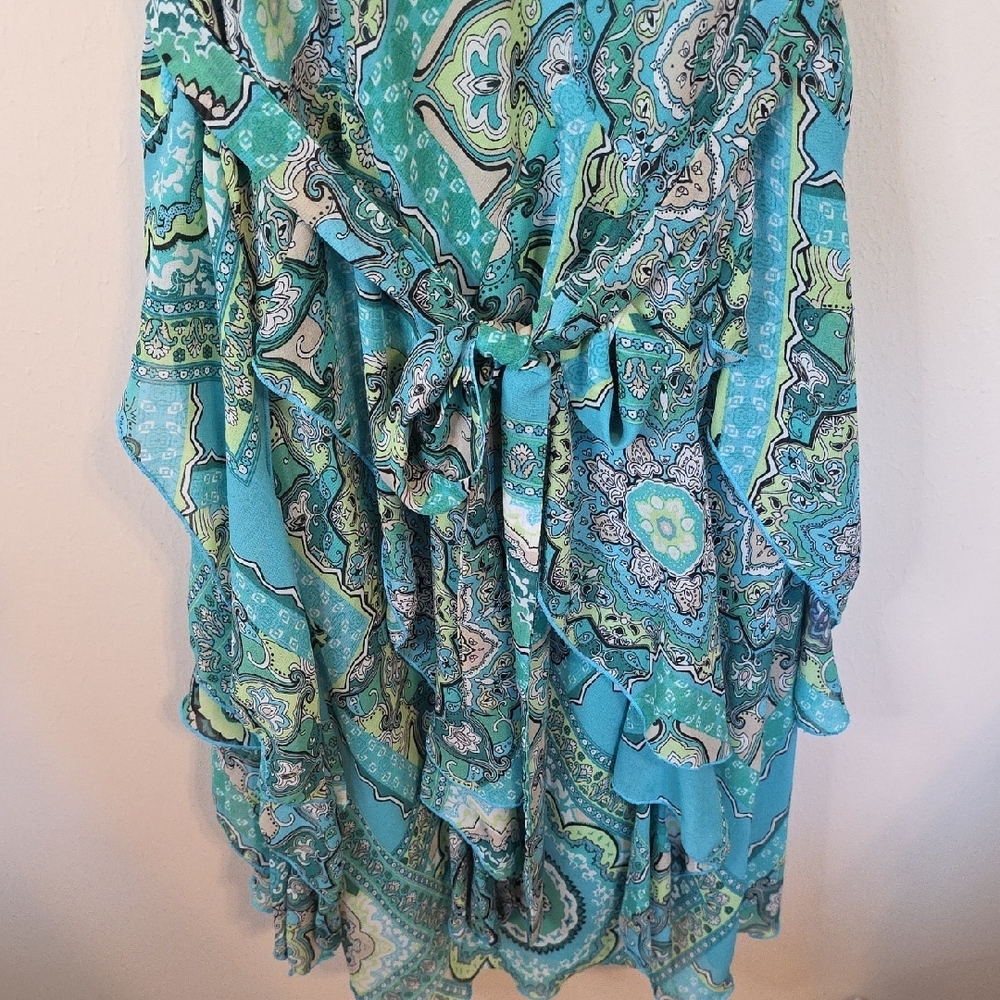 Robbie Bee Turquoise High Low Dress. - Picture 3 of 6
